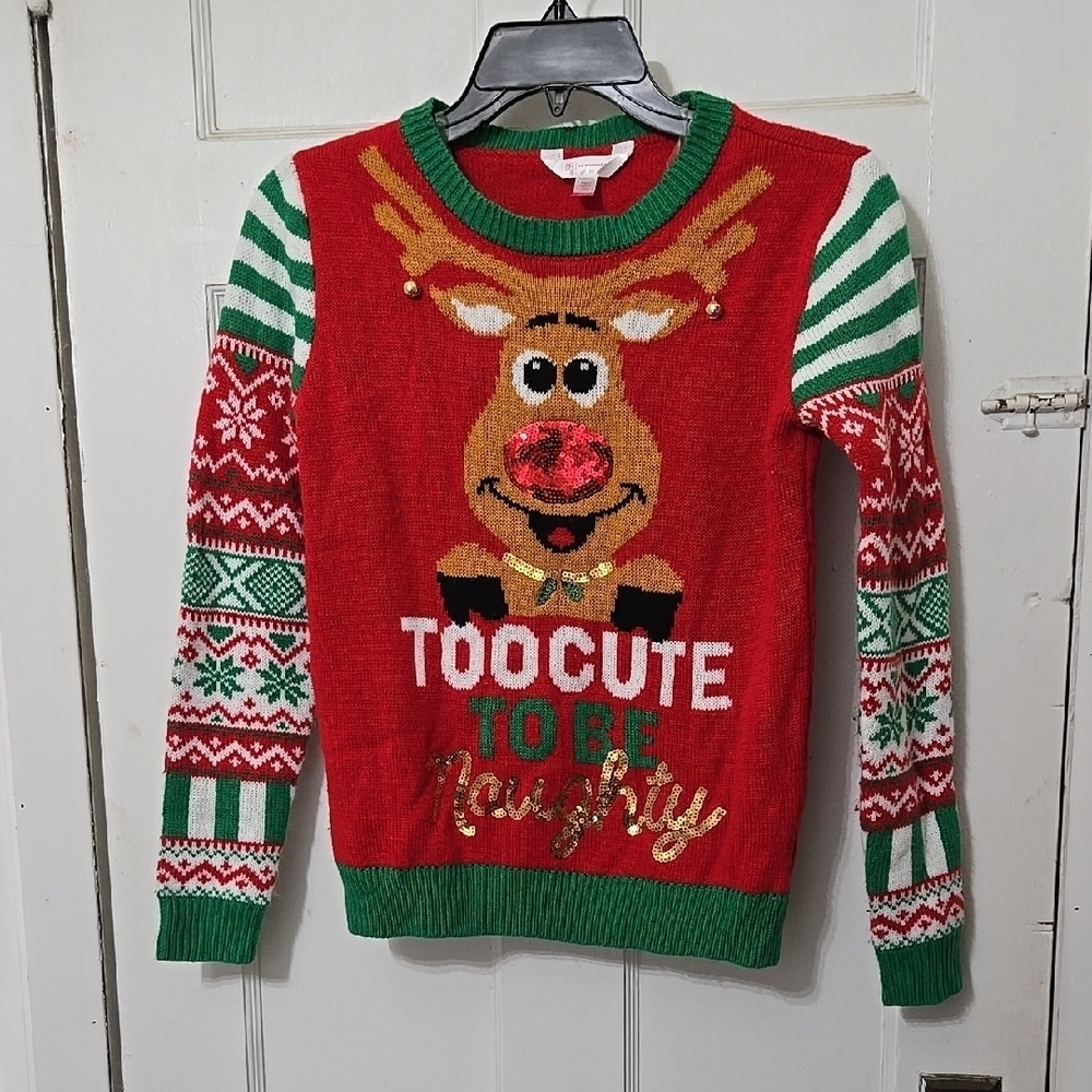 Festive Reindeer Christmas Sweater Junior Girls 3-5